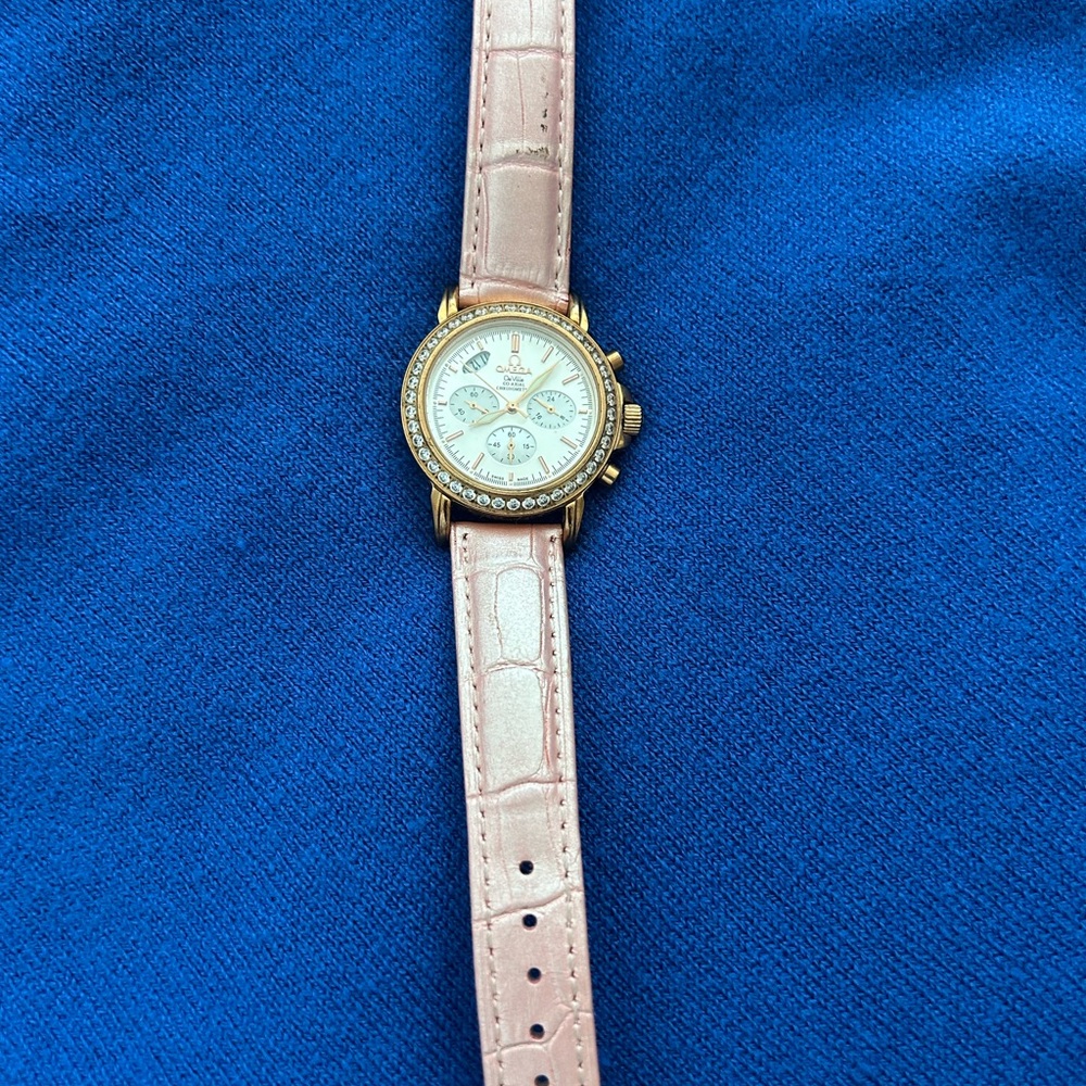 Omega style De Ville Rose Gold Diamond Women's Watch
